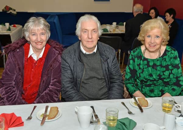 Netta Rice (left) is pictured with Jim Cardwell and Jeanette McHendry at the traditional Burns Supper organised by the Naggy Burn Ulster Scots Society. INLT 05-050-PSB