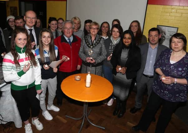 Mayor Ballymena Cllr Audrey Wales joined members of Waveney Youth Club and special guests for last week's Holocaust Memorial Day 70th anniversary service. INBT 06-104JC