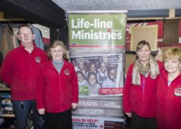 'Volunteers at the recently opened Lifeline Ministries charity shop in Pat's Brae are pictured in their brand new Lifeline Ministries fleeces. They are (l­r), Wesley Kerr, Audrey Johnston, Sylvia Amos and Valerie McMaster ­ INBT­06­LIFELINE SHOP.'