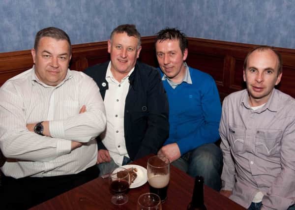 John McArdel, Danny McVeigh and pals at the East Tyrone Snooker League dinner and  presentation night   INTT1611-138JS