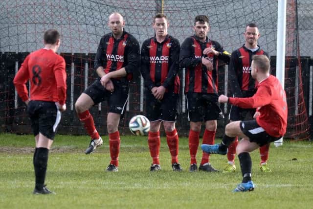 John Murphy (left) was a shining light for Banbridge Town in his first start for the club. INBL1505-247PB