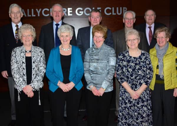 Wallace Jefferson, Pearl Rolston, Frank and Joyce McClery, Joe and Mary Hamilton, Jim and Irene Steele, Hester and Sam Peoples at the Ballyclare Male Choir annual Dinner. INNT 06-171-GR