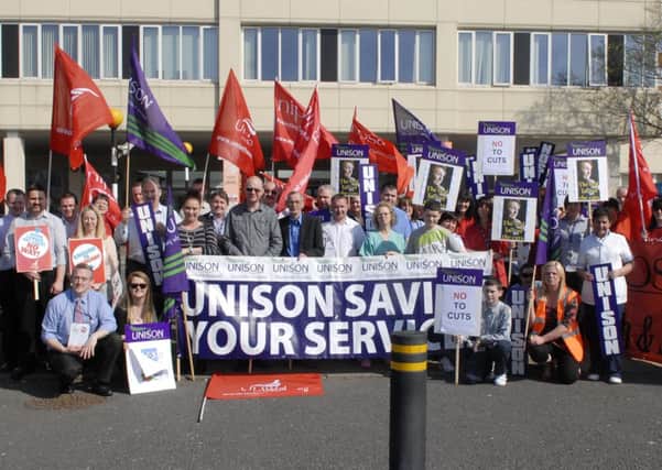 Union protestors outside Craigavon Area Hospital last year