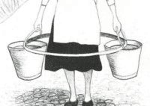 A sketch of the woman carrying water