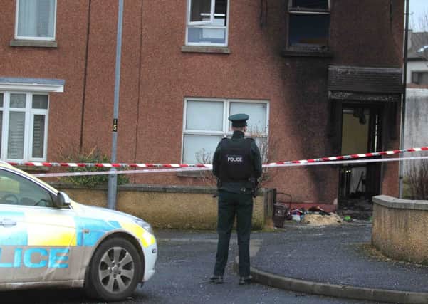 Police at the scene of an arson attack at a house at Lever Park in Portstewart, The fire which spread through the house pretty quickly was started between 4 and 5  am on Friday morning. Police are appealing for information.PICTURE MARK JAMIESON.