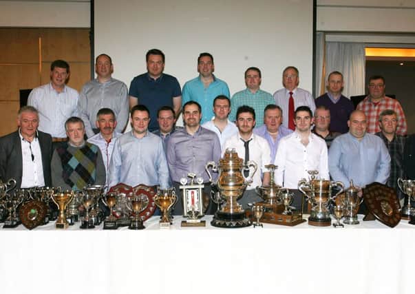 Members of Mid-Antrim Motor Club, along with officials and sponsors at their annual dinner and prize giving in the Ross Park Hotel. INBT05-215AC