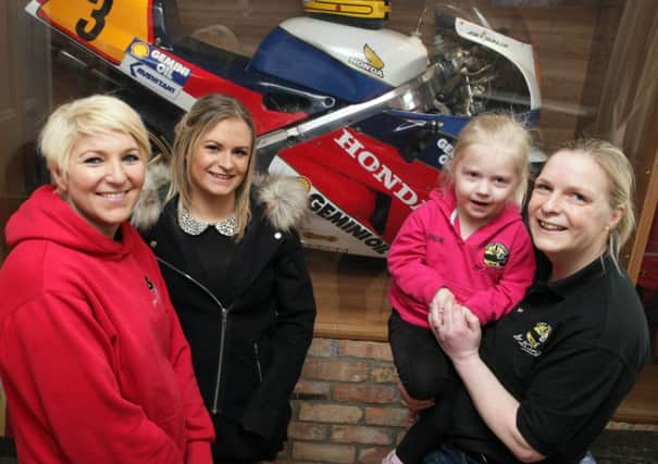 IN MEMORY. Tracy Boyd (right), who is organising a Table Quiz on March 6th in Joey's Bar to raise funds for Macmillan Cancer Care in memory of her late Mother Shirley Forgrave, pictured along with her daughter Abbie, Donna McLean (Joey's Bar) and friend Chelsea McCotter.INBM5-15 039SC.