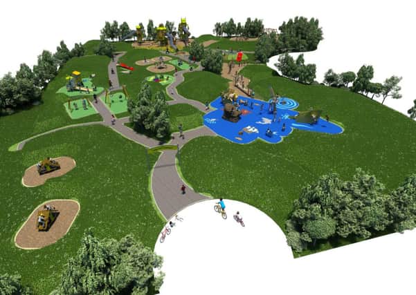 An artist's impression of how the new Gulliver's Travels-themed play area at the Valley Park will look when completed in June 2015. INNT 07-508CON