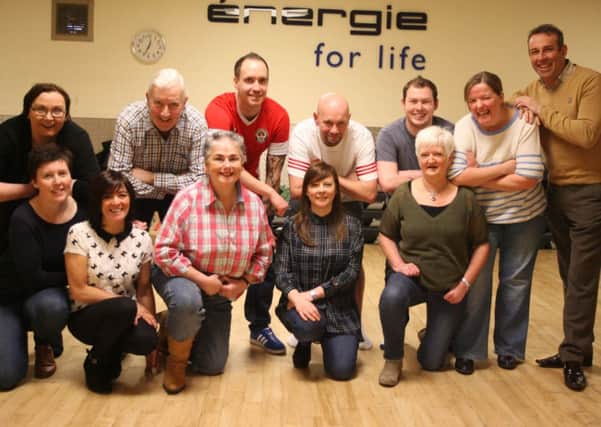 Sainbury's staff members and Samaritans volunteers who will be taking part in the Strictly Sainsbury's fundraising evening on the 19th February at the Lodge Hotel pictured rehearsing at Energie Fitness Coleraine on Sunday. Included is their choreographer, Gerald McQuilken. INCR5-363PL