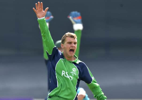 Big appeal from Ireland's Andrew McBrine. Picture by Rowland White/Presseye