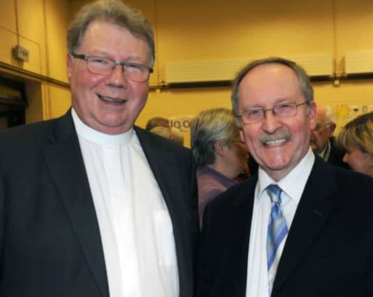 The Rt Rev Dr Michael Barry (Moderator of the General Assembly of the Presbyterian Church in Ireland) and Former Moderator, The Very Rev Dr Donald Patton, pictured at the Moderators Rally in St Columbas Presbyterian Church, Lisburn on Sunday 8th February.  Dr Patton was minister of First Dromore Presbyterian Church from 1977 to 1983.