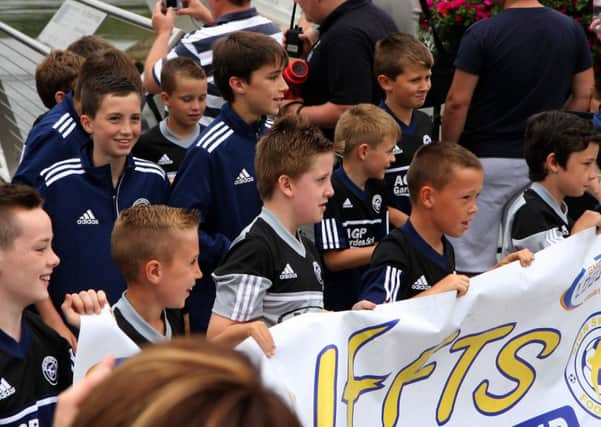 Sion Swifts, whose coach Danny Gallagher picked up last years NW Coaching Award, pictured at the Foyle Cup parade.