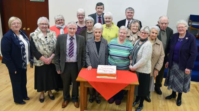 The committee members and special guest of Ballykeel Presbyterian Church Prayer Group who celebrated their 50th anniversary last week by cutting their cake at the special prayer meeting. INBT 07-812H