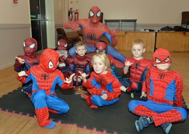 Spiderman was the special guest at the special party held for Ross Patterson in the Linn Community Centre. INLT 07-023-PSB
