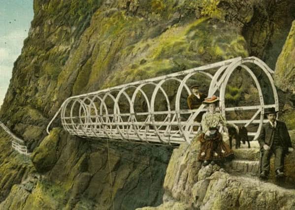 The tubular bridge at the Gobbins as it appeared in the early 1900s. INLT 02-802-CON