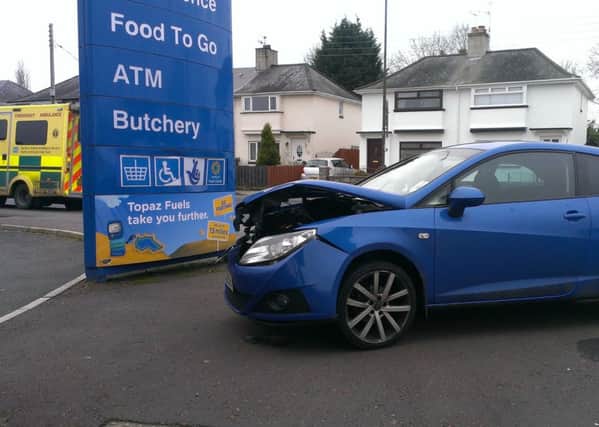 A car involved in the collision on the Banbridge Road this morning (Wednesday February 18)