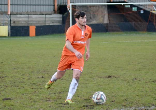 Carrick Rangers Aaron Smith in the game against Harland and Wolff Welders. INCT 08-127-GR