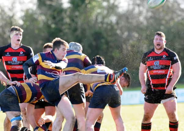 Skerries clear their lines during Saturday's AIL clash with Rainey Old Boys at Hatrick Park.INMM0815-379