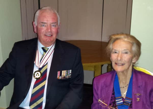 Guest of honour Dr Norman Walker (Deputy Lord Lieutenant) and president Claire Pauley at the RAFA annual dinner.  INCT 08-736-CON