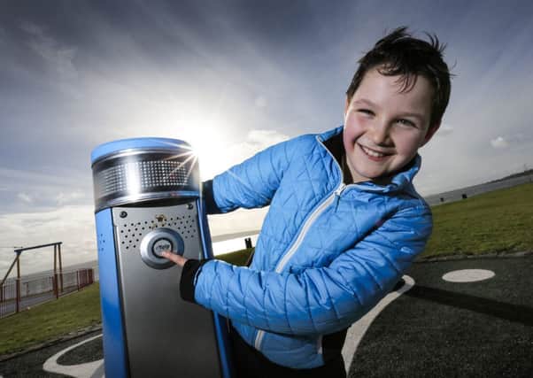 Darragh Connolly (9) from Whiteabbey Primary School at the opening of Ulster University's new interactive health and wellbeing hub at Loughshore Park, Jordanstown.