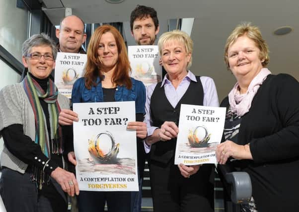 Margaret Hamilton, Cookstown Churches Forum, Sean McElhatton, Emily Brough, Irish Peace Churches Project, Rev Andrew Rawding, Helen Ryan and Joan Armstrong, Dungannon Churches Forum launch Forgiveness - 'A Step Too Far'