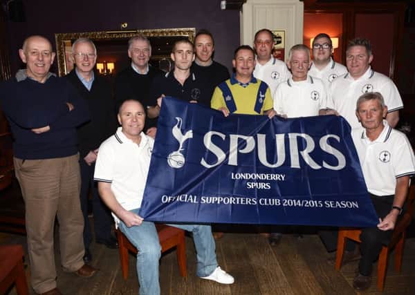 Members of the Londonderry Branch of the Spurs Supporters Club who gathered in The Glen Bar to watch Sunday's Capitol One Cup Final match against Chelsea. INLS0915-130KM
