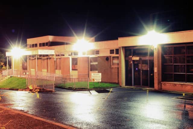 McAuley Multimedia 25th November 2014...The lights of Dalriada Hospital shine bright on Monday evening as a community awaits an announcement by the Health Mister Jim Wells on the Hospital's future. It is thought that the announcement will be made at the Assembley on Tuesday at some stage. The Hospital is due to close on Friday on a temporary basis as announced by the Northern Trust at the end of October 2014, however most people fear that it would never open its doors again. PICTURE KEVIN MCAULEY/MCAUEY MULTIMEDIA