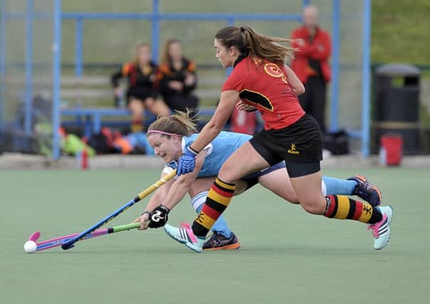 Ulster Elks' Shirley McCay, seen her in action against Lurgan, was on target against UCD. Photo: Philip McCloy