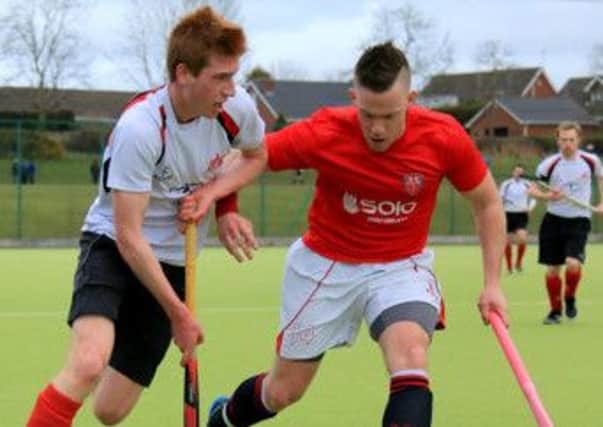 Cookstown II's Richard Nelson in action against Annadale in the Irish Junior Cup quarter-final at Lough Moss.