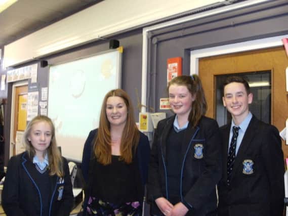 St Louis Grammar Year 10 pupils pictured with a career ambassador from Dale Farm during last week's careers talks on job opportunities in the food and drinks industry.