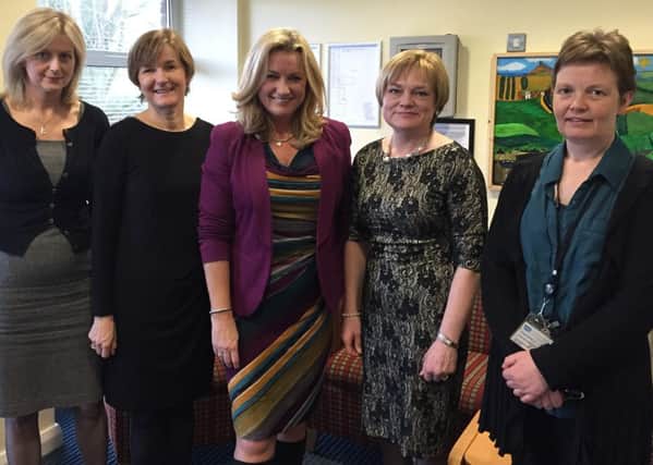 Ulster Unionist MLA Jo-Anne Dobson meeting with outgoing Southern Trust Chief Executive Mairead McAlinden, also included interim Chief Executive Paula Clarke, Mrs Angela McVeigh, Director of Older People and Primary Care Services and Mrs Deborah Burns, Director of Acute Services.