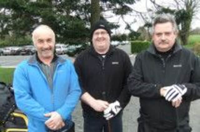 Norman Robb, winner of the Saturday Sweep, pictured with his playing partners, Anthony Murray and Ian Craven at Banbridge Golf Club.