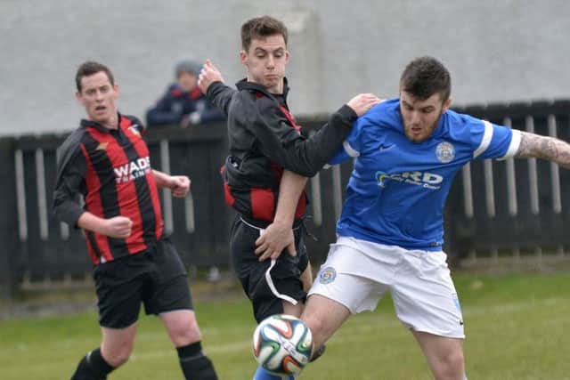 James Wilson and Stephen Greene in action for Town during last weekend's narrow loss to Limavady United. INBL1510-229EB