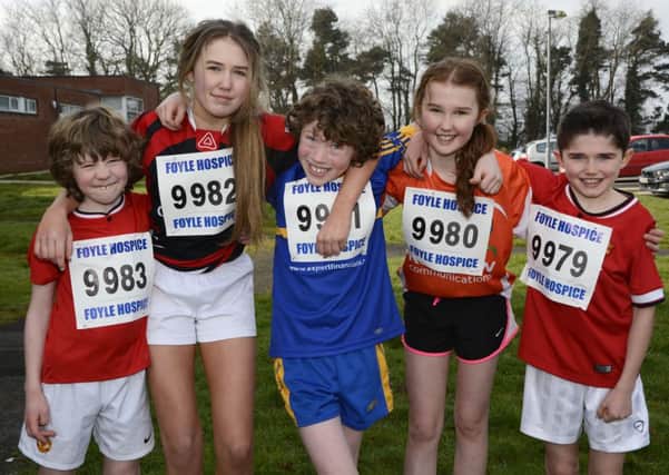Pictured at the St. Patricks Run at Gransha Park were, from left, Ronan Canavan, Laoise Toye, Eoin Canavan, Aoibheann Toye and Cormac Toye.