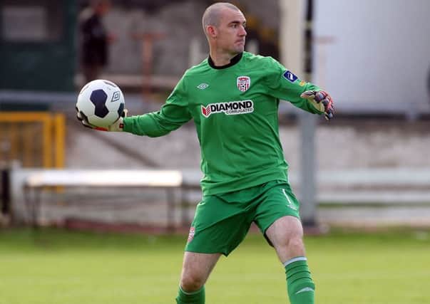 Derry City goalkeeper Gerard Doherty is struggling with a hip injury. Photo by Lorcan Doherty/Presseye.com