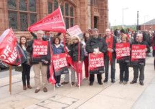 Sheena McDaid, pictured on left with other NIPSA members at a recent rally.