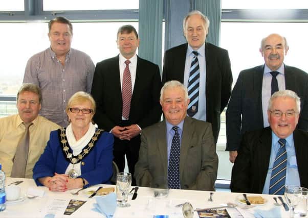 Mayor of Ballymena, Councillor Audrey Wales, joins top table guests at Saturday's BUFC pre-match lunch. INBT 12-923H