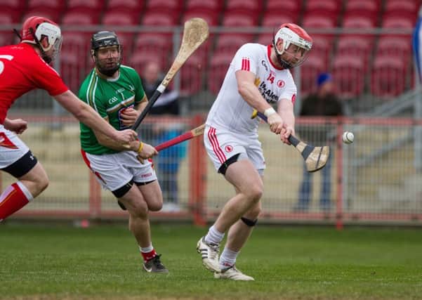 Sean Og Grogan slots the ball into the vacant Louth net for Tyrone's only goal of the game. INTT1215-700DCA