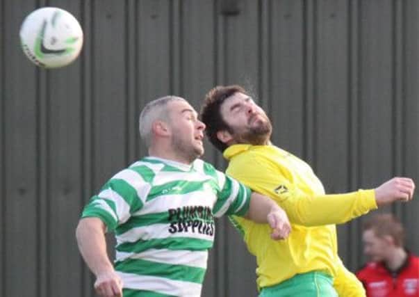 An aerial battle between Cookstown Celtic and Celtic Club Lurgan