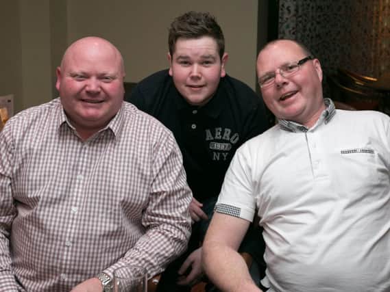 Des, Scott and Darrin Johnston pictured at Carrick Golf Club for Stars in Your Eyes. INCT 11-421-RM