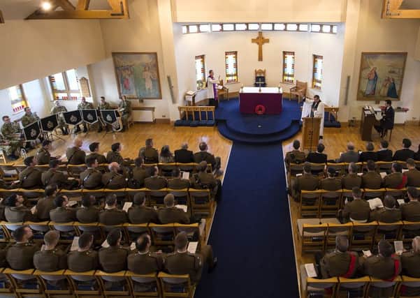 Commemoration for soldiers who died in Afghanistan. A service was held to mark one year since the end of combat operations in Afghanistan. The service was held in the garrison church in Thiepval Barracks Northern Ireland. 
 Photo by Ross Fernie