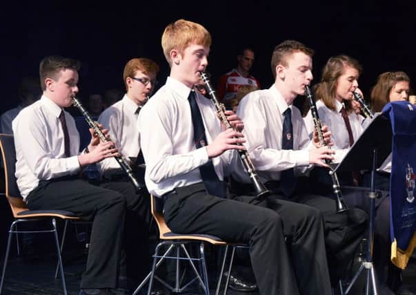 Members of the Ballymena Academy orchestra on stage during their annual concert last week at The Braid. INBT 13-801H