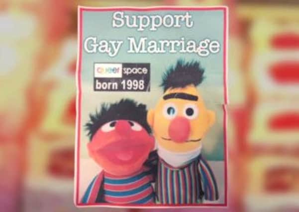 The pro-gay marriage image and slogan which Ashers Baking Co. refused to print on the cake.