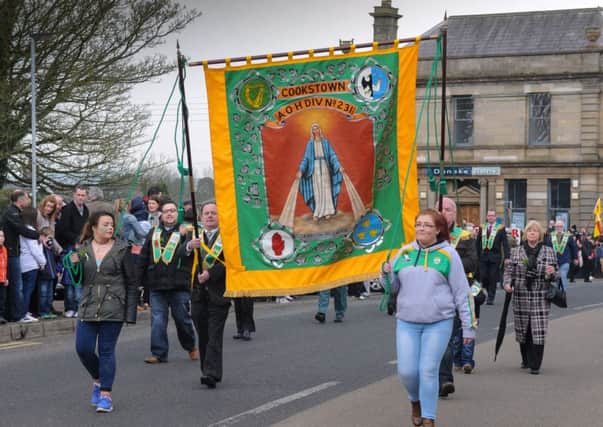 They headed Cookstown AOH Div. 231 in Kilrea on St. Patrick's Day. INMM12-514.