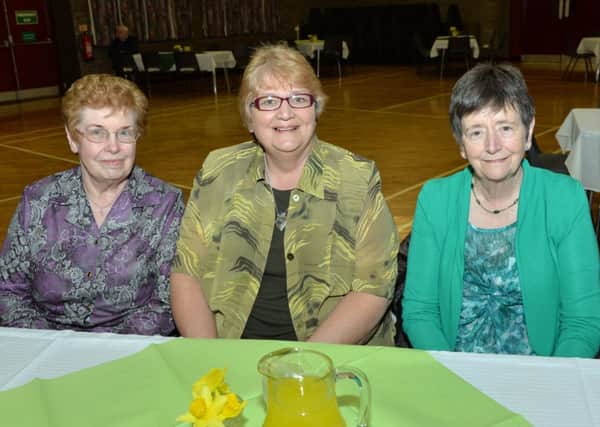 Attending the Irish night in First Larne Presbyterian church hall are Pat Gawn, Susan Montgomery and Marie Hutchinson. INLT 12-005-PSB