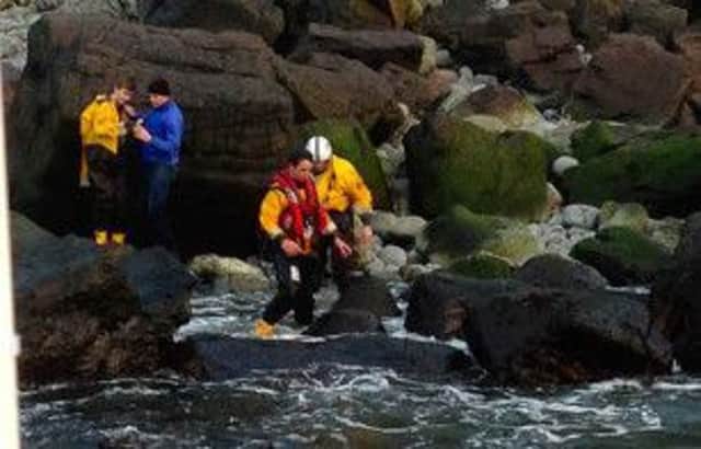 Red Bay RNLI and Ballycastle Coastguard launch to help stranded walkers on Fair Head
. INBM13-15 PICTURE BY KEVIN MCAULEY