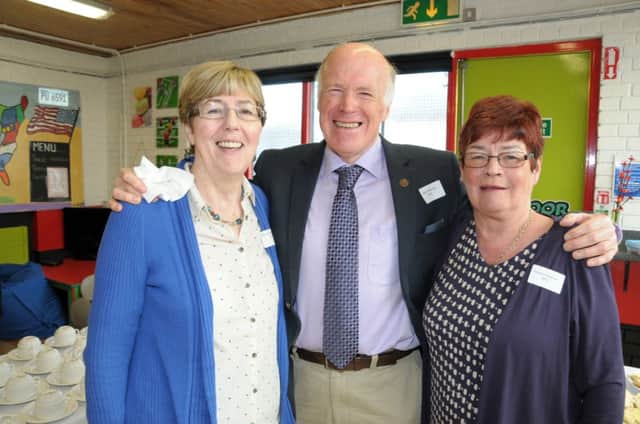 Robin Morton, Events convenor, RPSI, with volunteers, Mary Glendenning and Heather Boomer. INCT 12-202-AM