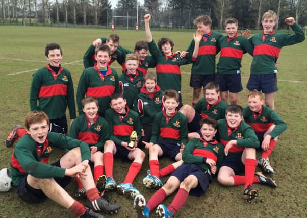 The victorious Friends School U13 rugby squad who recently won the annual Belfast Royal Academy Tournament.