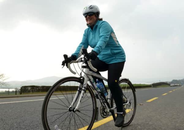 Monica Fee, taking part in the cycle. In the near future Monical will attempt a round Ireland trip in the 'Monica Fee Cycle Against Suicide'.