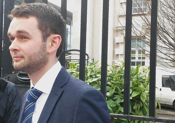 Daniel McArthur arriving at Belfast County Court to fight a challenge by Northern Ireland's Equality Commission